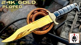 Forging a RUSTED BEARING into a 24K GOLD Combat KNIFE #handmade