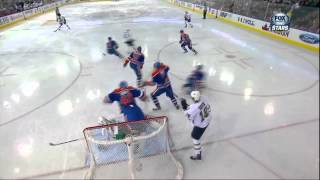 Goalie bowling. Cody Eakin on Devan Dubnyk Dallas Stars vs Edmonton Oilers Feb 6 2013 NHL Hockey