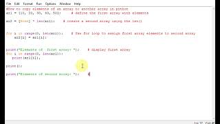 How to copy elements of an array to another array in python