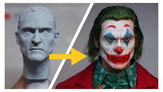(Tutorial) 1/6 Joker (Joaquin Phoenix) Headsculpt painting+Hair Rooting Custom Figure 杰昆小丑模型头雕涂装植发教程