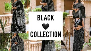 The Black🖤Collection | New Exclusive Linen Sarees in Black with Price💥 | Free Shipping✌