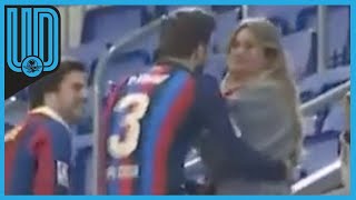 Gerard Piqué y el beso a su novia Clara Chía durante la despedida del jugador