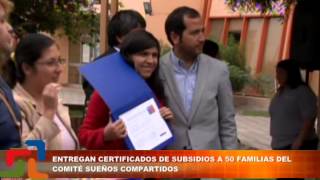 ENTREGAN CERTIFICADOS DE SUBSIDIO