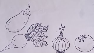 Drawing of Vegitables || How To Draw Vegetables Step By Step Easy ||  Drawing For Kids