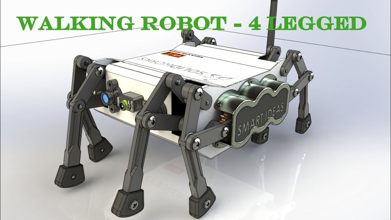 Walking Robot 4 Legged Arduino Solidworks Robot Robotics