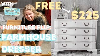 | DIY Farmhouse Dresser | Furniture Makeover | Rustoleum Chalk Paint | FURNITURE FLIPPING TEACHER |