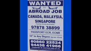 Abroad Jobs For Canada, Malaysia \u0026 Singapore Countries