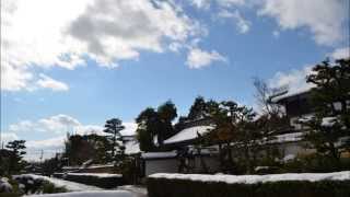 京都　雪の嵐電・妙心寺