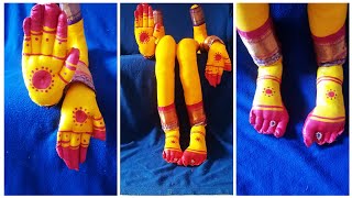 సులభముగా అమ్మవారికి చక్కగా అలంకరణ |Hands and legs making for varamahalakshmi idol and devi navaratri