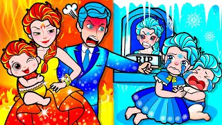 [🐾paper diy🐾] Sinister Fire Elsa Family vs Frozen Poor | Elsa Family 놀이 종이