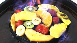 Chocolate fondue with grilled fruits with the TomYang BBQ - Original Thai Grill \u0026 Hot Pot