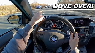 Why American Highways are So Slow and Dangerous  - BMW M3 POV Drive (Binaural Audio)