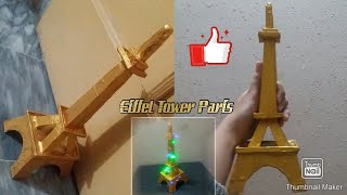 Making Eiffel Tower Paris handmade by popsicle ice cream sticks-how to make Eiffel Tower stick craft