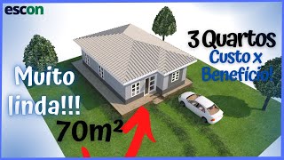 CASA COM 3 QUARTOS DE 70 METROS QUADRADOS