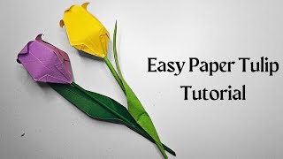 How To Make Origami Tulip Flower / Easy Paper Tulip tutorial