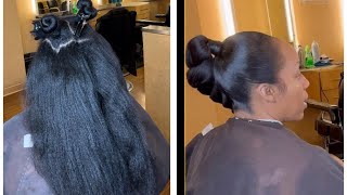 She FOUND me on YOUTUBE😱 😇 Silk Press +Sleek Pony on SUPER thick hair!