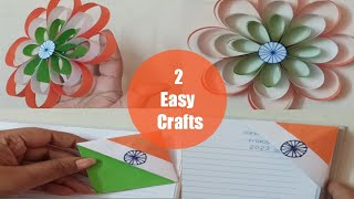 DIY 2 easy Republic day craft/ Republic Day craft ideas/ Tricolour paper flowers/Tricolour bookmark
