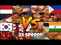 2x speed!🔥Different Mukbangers Eating Rice Around The World🇮🇳🇵🇭🇻🇳ASMR Fast Motion Eating Compilation