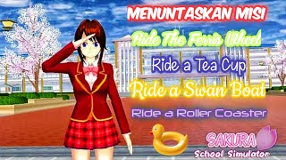 Complete the ride the ferris wheel || ride a tea cup || ride a swan boat | ride a roller coaster