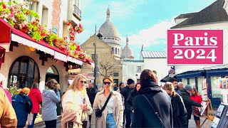 Paris, France 🇨🇵 - HDR walk in Montmartre, Paris | Paris 4K HDR | 4K Paris Spring 2024