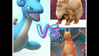 《Pokemon GO》乘龍VS風速狗\u0026噴火龍實測完勝~冰系PK火系-王者乘龍!道館對戰技巧~精靈寶可夢GO~Lapras