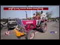 bjp leader sudarshan reddy protest on tractor over runa mafi issue v6 news