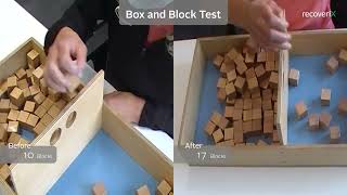 recoveriX Neurorehabilitation for Stroke - Box and Block Test Before/After Video (Patient H.)