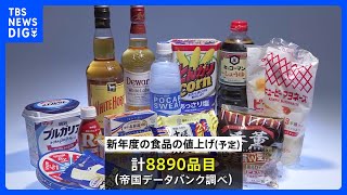 新年度の食品値上げ約9000品目　家計負担は約2万6000円増の試算も｜TBS NEWS DIG