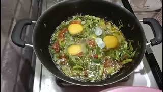 ఉల్లి ఆకు తో కోడిగుడ్డు వేపుడు #food #recipe