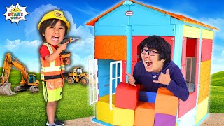 Ryan pretend play construction with Daddy One hour kids video!