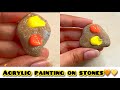 How to paint on rock💛😍🧡| 2 Easy Acrylic painting for beginners #painting #rockpainting