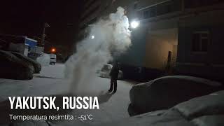 Boiling water at -51°C (-60°F) in the coldest city in the world: Yakutsk, Siberia