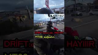 ehliyet YOK, sigorta YOK, muayene YOK, LİMİTSİZ DRİFT vs MT09 :) #motovlog #mt09 #yamaha #drift