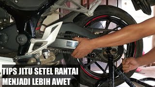 CARA MENYETEL RANTAI MOTOR CBR150 YANG BAIK DAN BENAR SENDIRI DIRUMAH DENGAN MUDAH