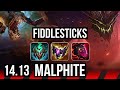 FIDDLESTICKS vs MALPHITE (TOP) | 8/1/9, 800+ games, Rank 11 Fiddle | EUW Grandmaster | 14.13