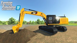 Farming Simulator 22 - CATERPILLAR 340F L Excavator Digs Dirt from a Pit