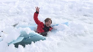 湖の氷が割れるドッキリで死にかけるwww