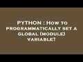PYTHON : How to programmatically set a global (module) variable?