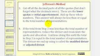 Apportionment: Jefferson's Method