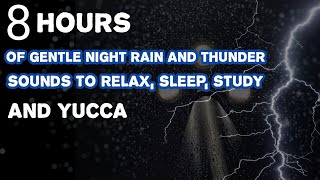 8 hours of gentle night rain with thunder sounds to relax, sleep, study and yucca