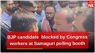 Assam bypolls: BJP candidate blocked by Congress workers at Samaguri polling booth