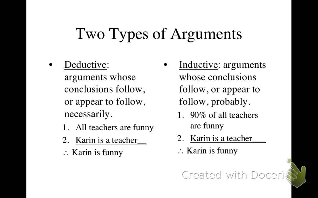 Inductive Argument Structure Presentation Structure Presentation
