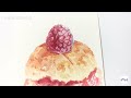 手绘美食，树莓酸奶司康甜品学画画水彩教程hand painted gourmet raspberry yogurt scones learn to paint watercolor tutorial