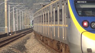 【8771B 雙單 區間車2214】臺鐵 2021.01.25 泰安 EMU900追越EMU800 TR【No. 8771B Overtaking Local Train 2214】at Tai-An