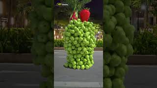 Vegetable, fruit move and collide on the road... 3D Special Effect