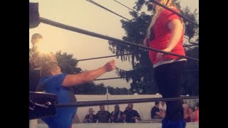 Real life engagement proposal during backyard wrestling show