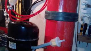 Air compressor from fridge(κομπρεσερ αερος απο κινητηρα ψυγειου και πυροσβεστηρα)