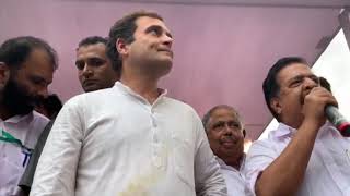 Congress President Rahul Gandhi addresses a gathering in Nilambur, Wayanad, Kerala