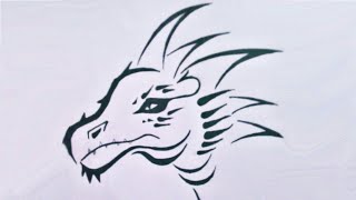 How to draw a Easy Dragon Tattoo drawing!!