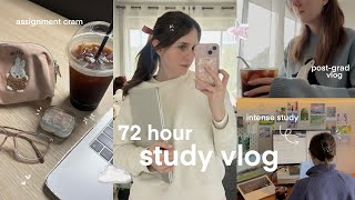 72hr study vlog 📚 cramming an assignment, intense studying, literature review & lots of coffee